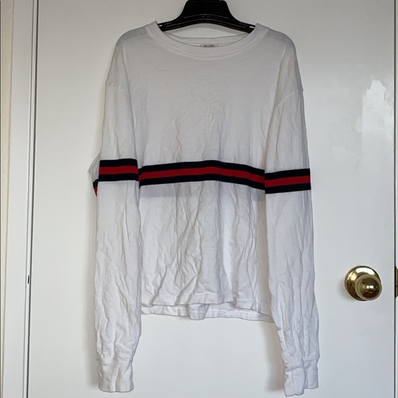 Brandy Melville acacia long sleeve red/navy stripe - Picture 1 of 3